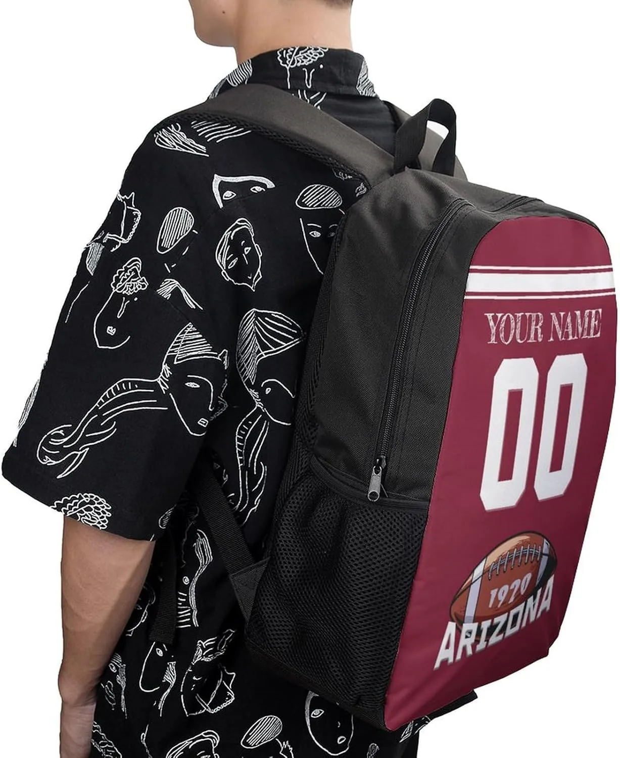 Arizona Backpack Custom Name Number Laptop Shoulder Bag Bookbag Personalized Sports Gift for Men Women Boy Girl, 17 Inch