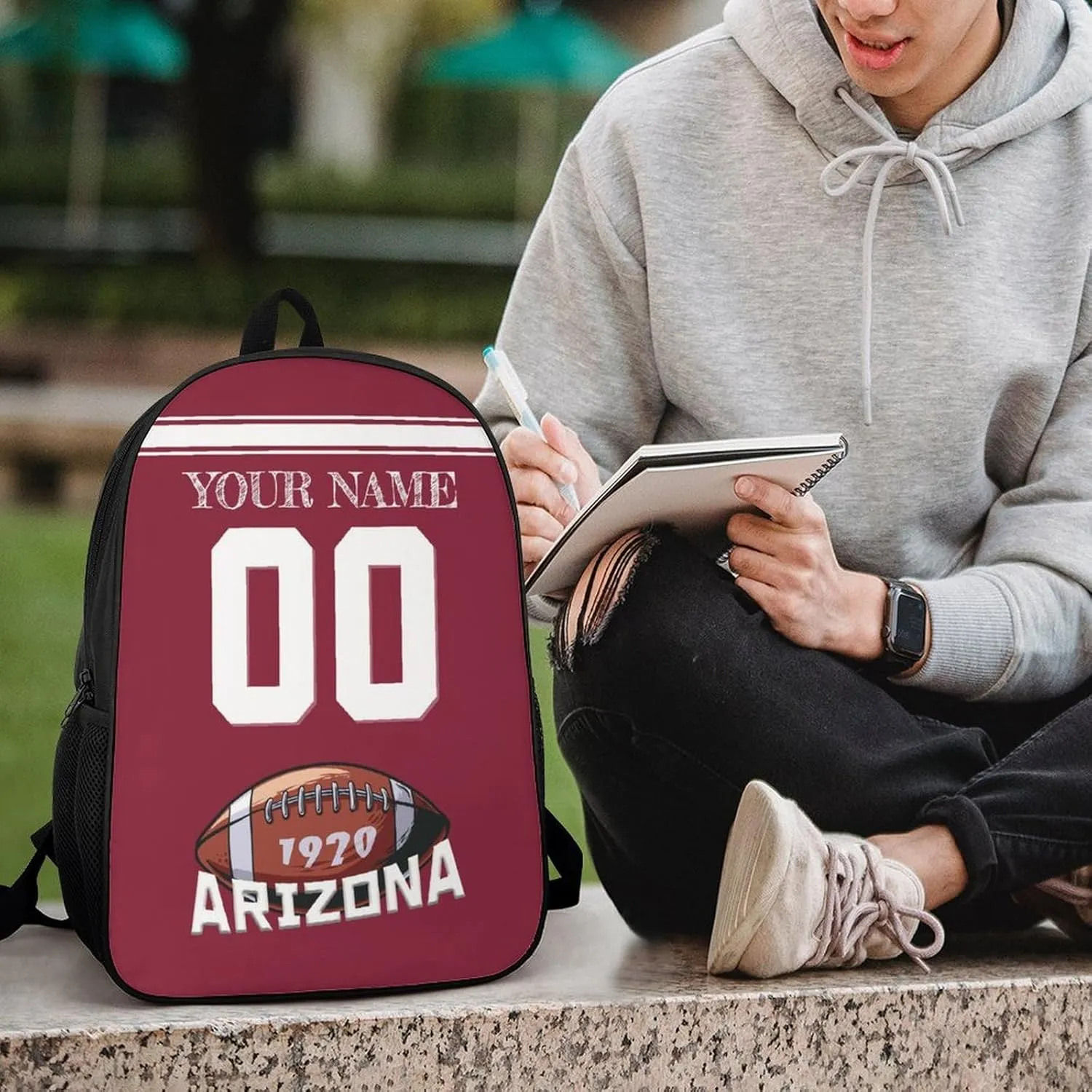 Arizona Backpack Custom Name Number Laptop Shoulder Bag Bookbag Personalized Sports Gift for Men Women Boy Girl, 17 Inch