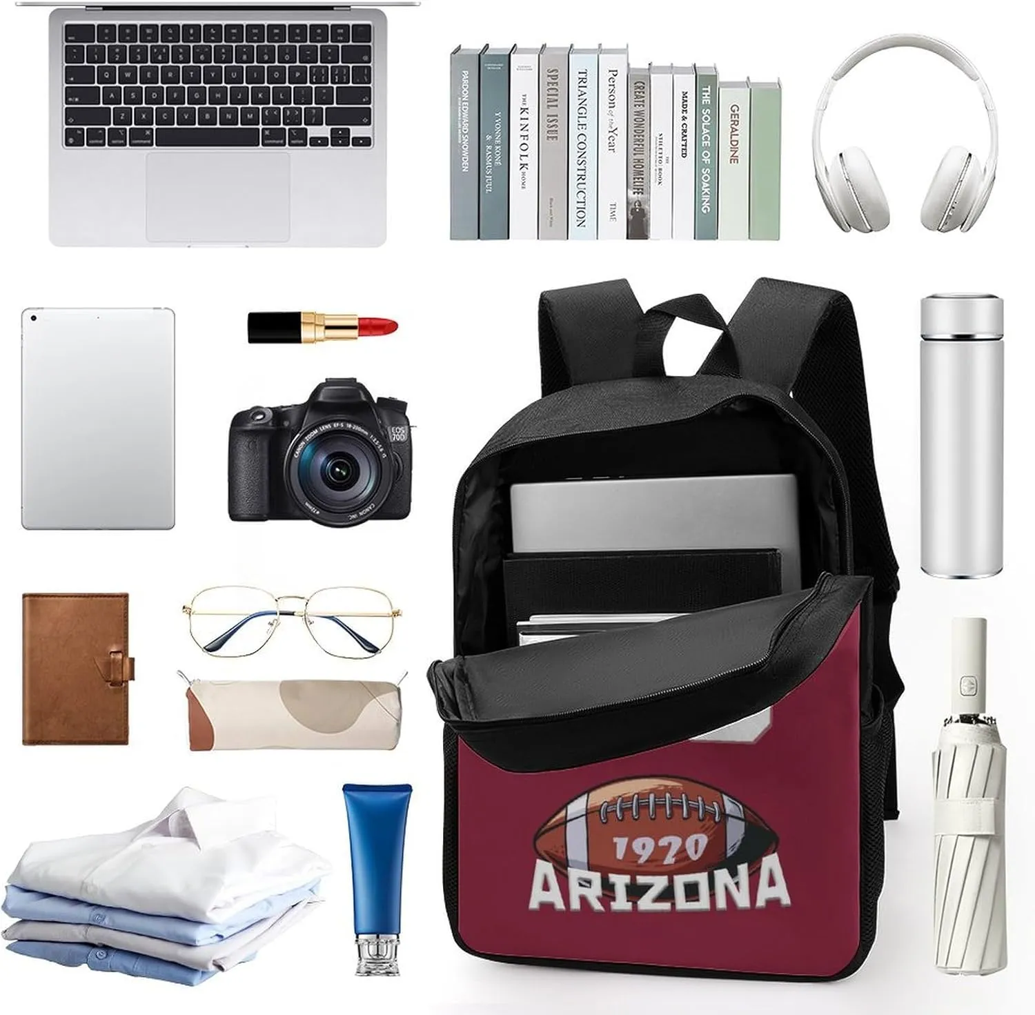 Arizona Backpack Custom Name Number Laptop Shoulder Bag Bookbag Personalized Sports Gift for Men Women Boy Girl, 17 Inch