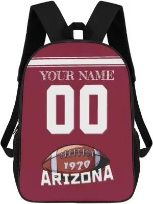 Arizona Backpack Custom Name Number Laptop Shoulder Bag Bookbag Personalized Sports Gift for Men Women Boy Girl, 17 Inch