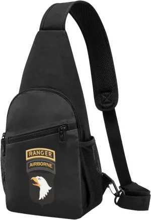 Army 101st Airborne Ranger Tabs Sling Bag Crossbody Backpack Shoulder Casual Daypack Bags for Men