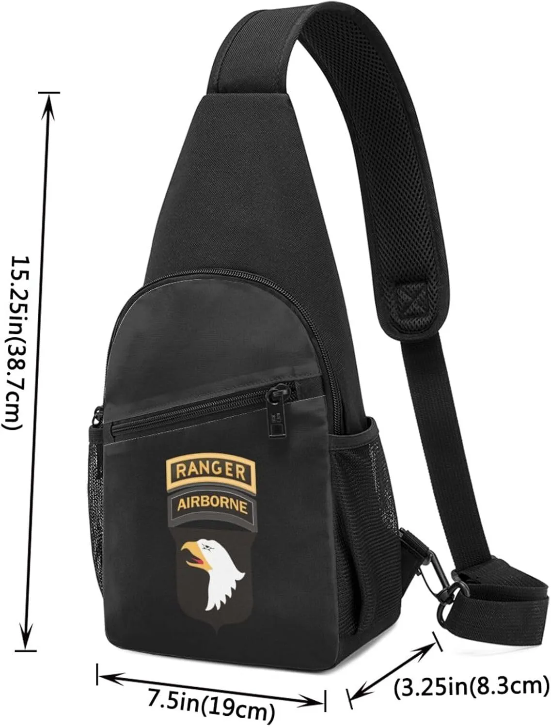 Army 101st Airborne Ranger Tabs Sling Bag Crossbody Backpack Shoulder Casual Daypack Bags for Men