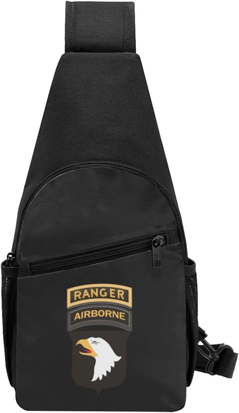 Army 101st Airborne Ranger Tabs Sling Bag Crossbody Backpack Shoulder Casual Daypack Bags for Men