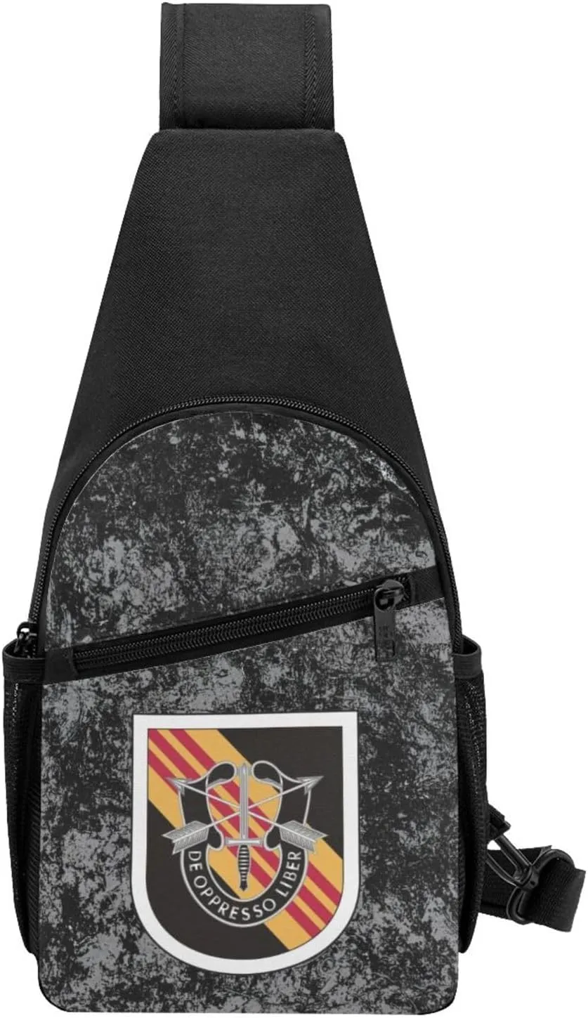 Army 5th Special Forces Group Vietnam Sling Bag Crossbody Backpack Shoulder Casual Daypack Bags for Men