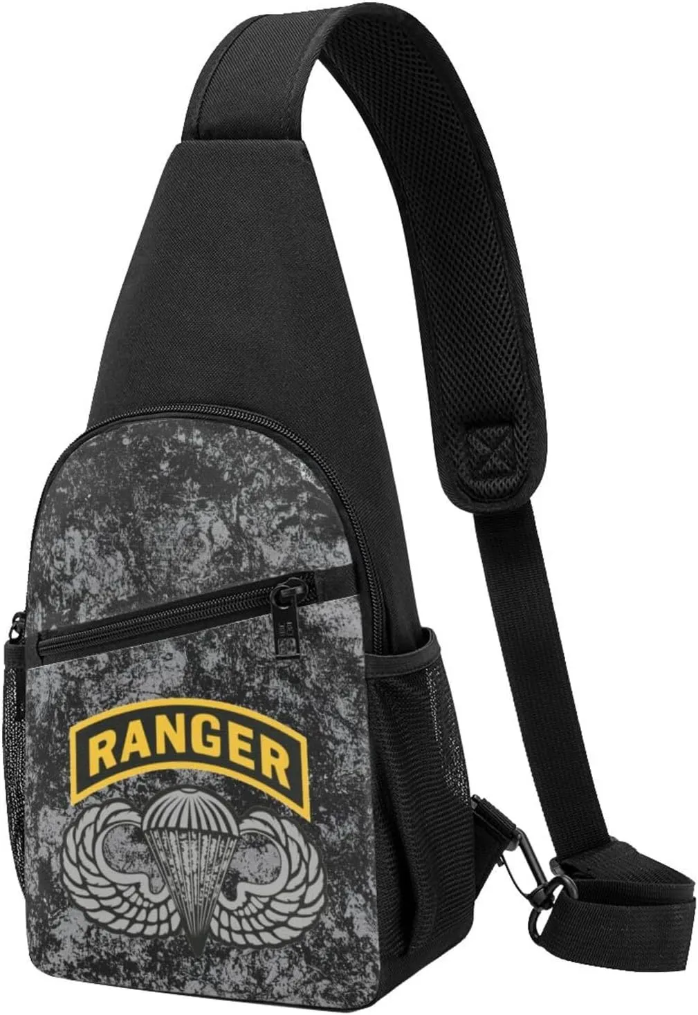 Army Ranger Tab with Airborne Wings Sling Bag Crossbody Backpack Shoulder Casual Daypack Bags for Men