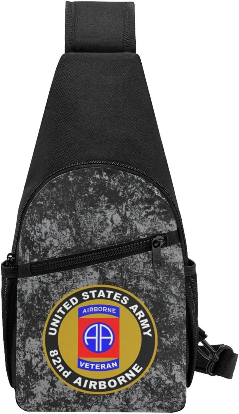 Army Veteran 82nd Airborne Sling Bag Crossbody Backpack Shoulder Casual Daypack Bags for Men