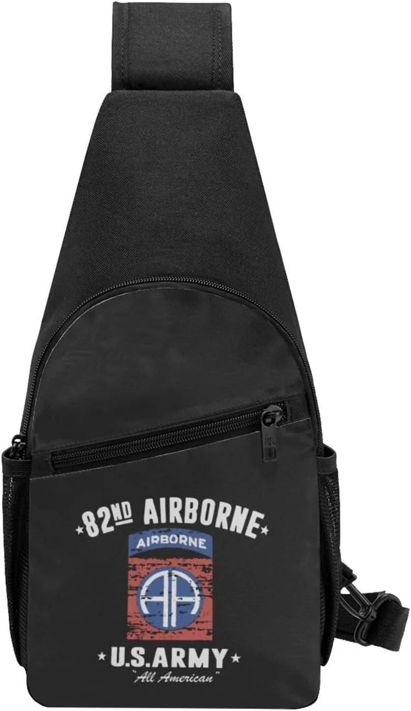 Army Veteran 82nd Airborne Sling Bag Crossbody Backpack Shoulder Casual Daypack Bags for Men