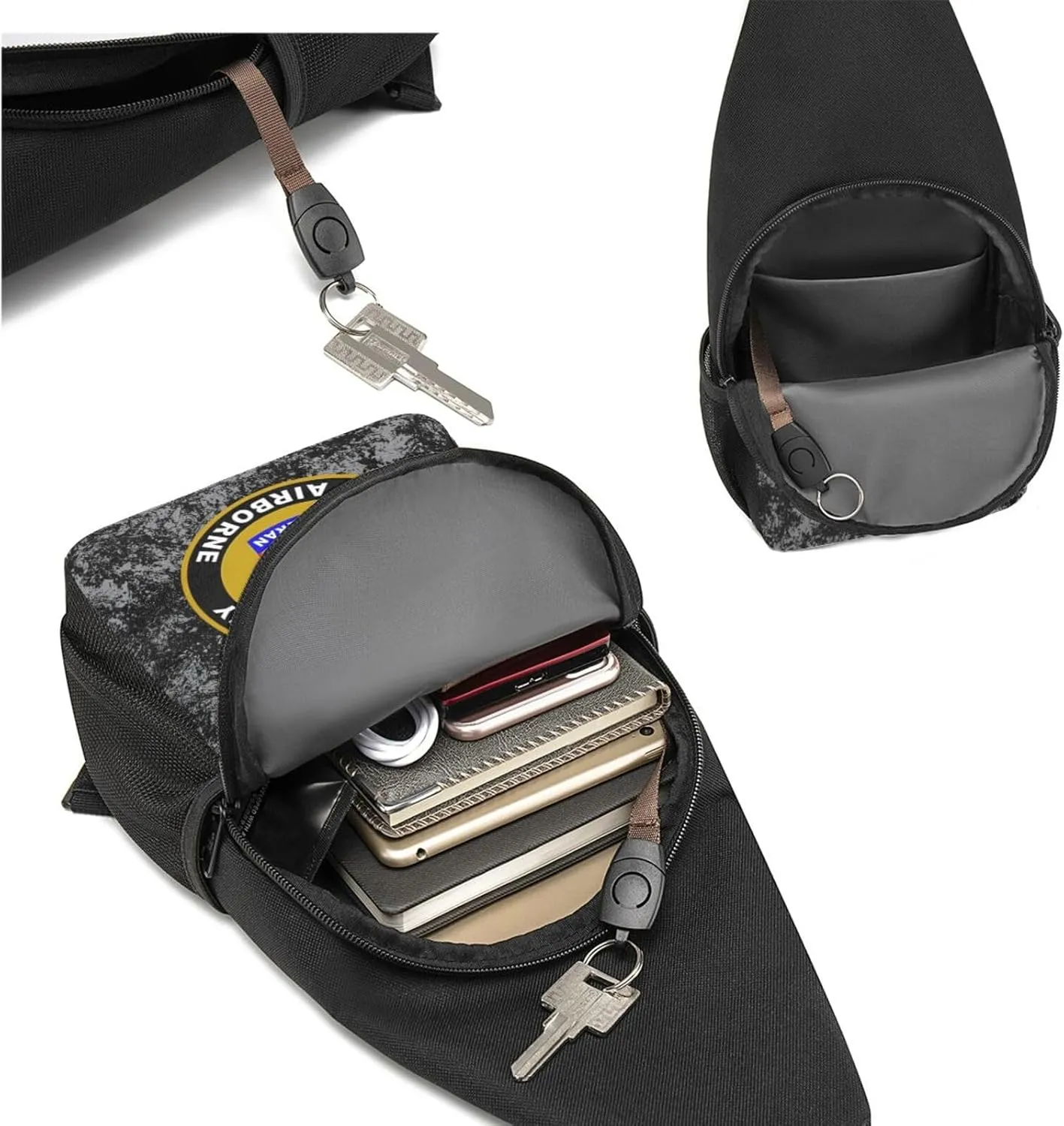 Army Veteran 82nd Airborne Sling Bag Crossbody Backpack Shoulder Casual Daypack Bags for Men