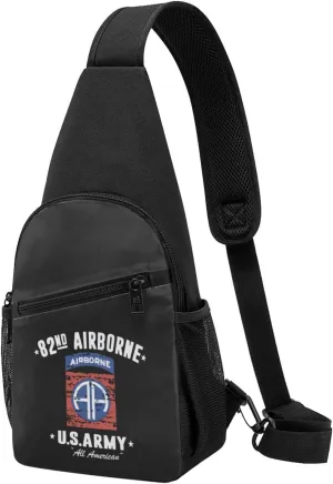 Army Veteran 82nd Airborne Sling Bag Crossbody Backpack Shoulder Casual Daypack Bags for Men