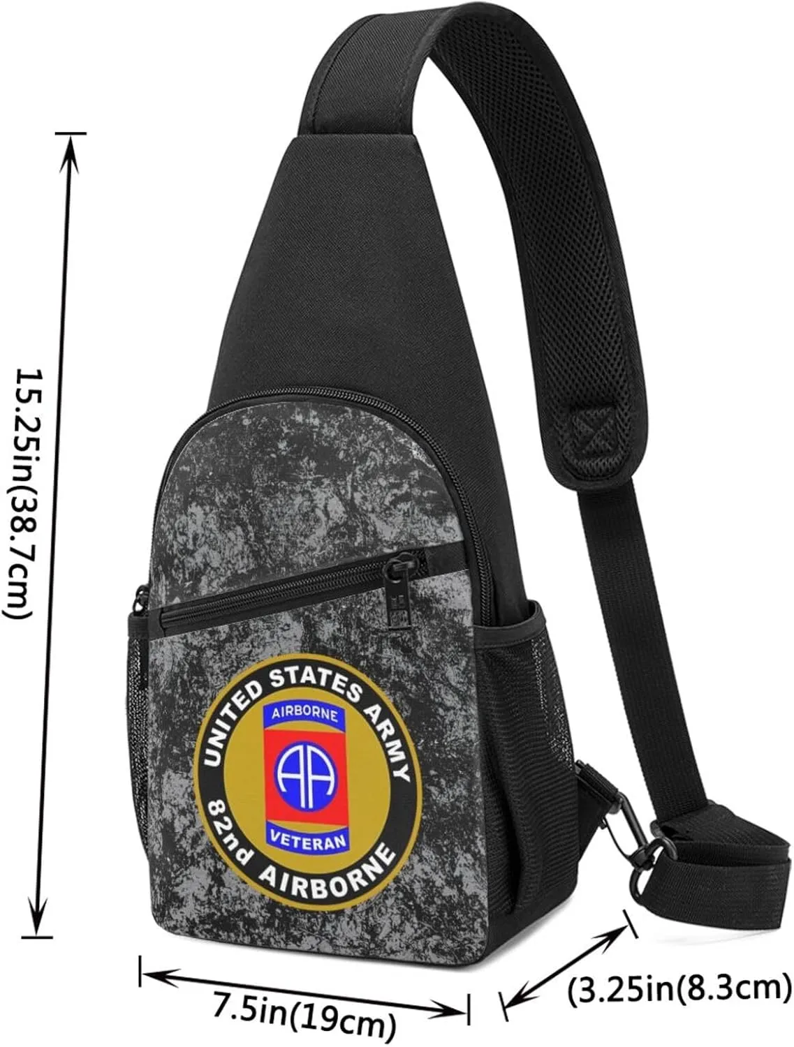 Army Veteran 82nd Airborne Sling Bag Crossbody Backpack Shoulder Casual Daypack Bags for Men