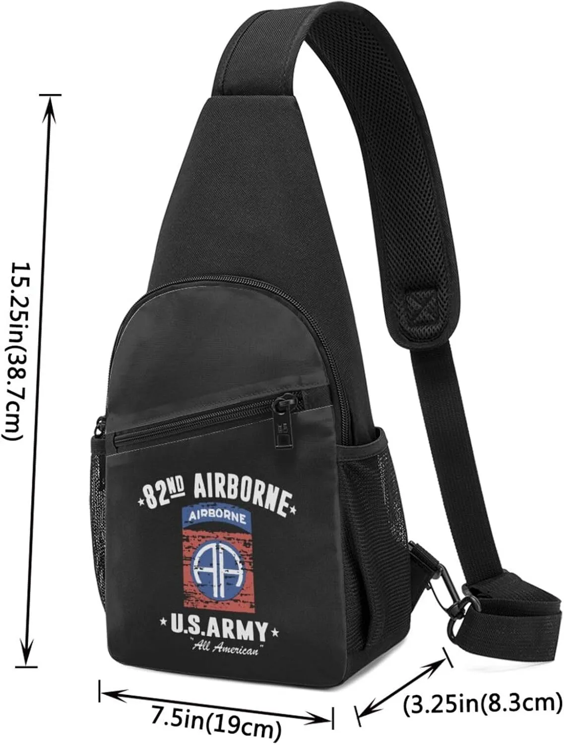 Army Veteran 82nd Airborne Sling Bag Crossbody Backpack Shoulder Casual Daypack Bags for Men