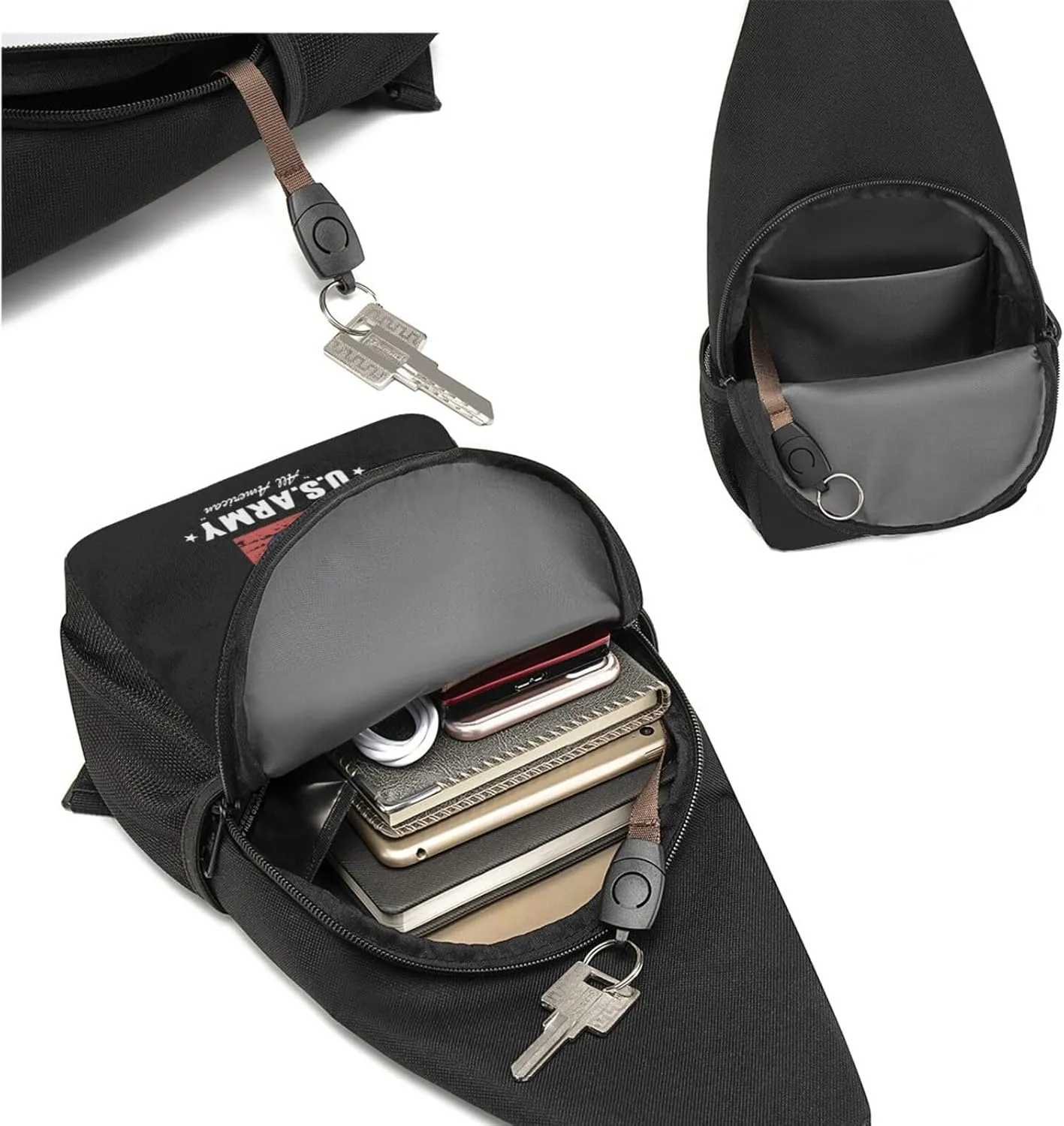 Army Veteran 82nd Airborne Sling Bag Crossbody Backpack Shoulder Casual Daypack Bags for Men
