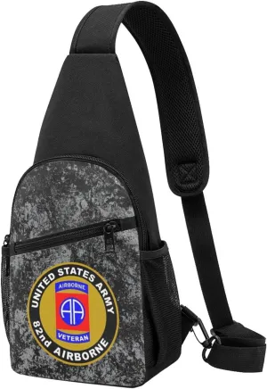 Army Veteran 82nd Airborne Sling Bag Crossbody Backpack Shoulder Casual Daypack Bags for Men