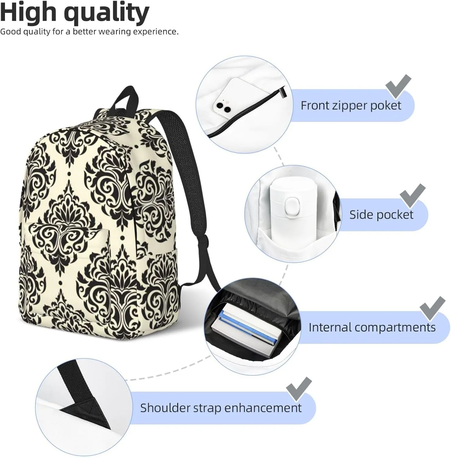 Asian Elephants print Laptop Backpack for Women Men,Bookbag Casual Daypackfor College Work for Travel Computer