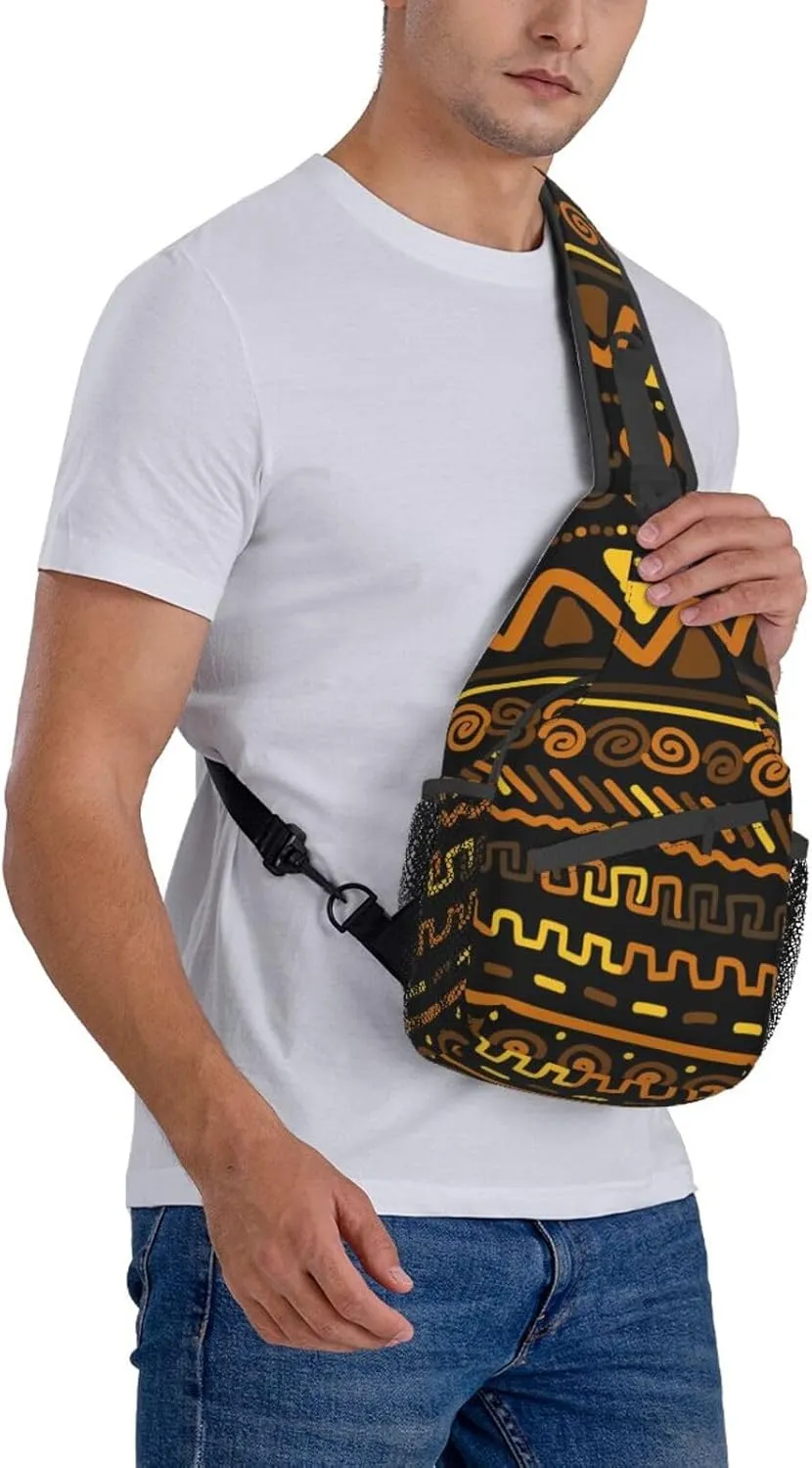 ASYG African Sling Bag Crossbody Backpack Women Men Travel Chest Backpack for Sports Outdoor Running Hiking
