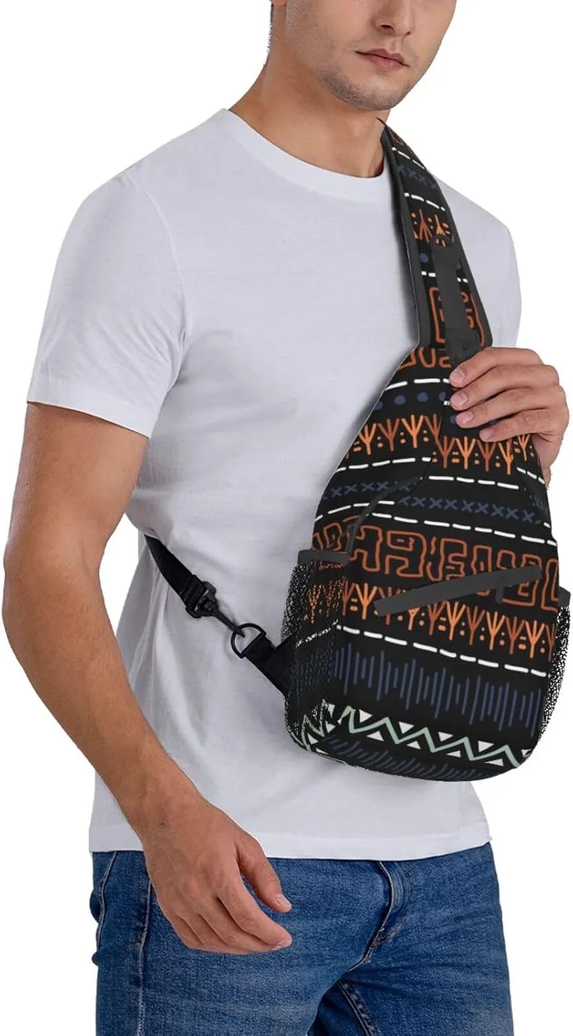 ASYG African Sling Bag Sling Backpack Crossbody Chest Bag Daypack for Women Men Hiking Travel