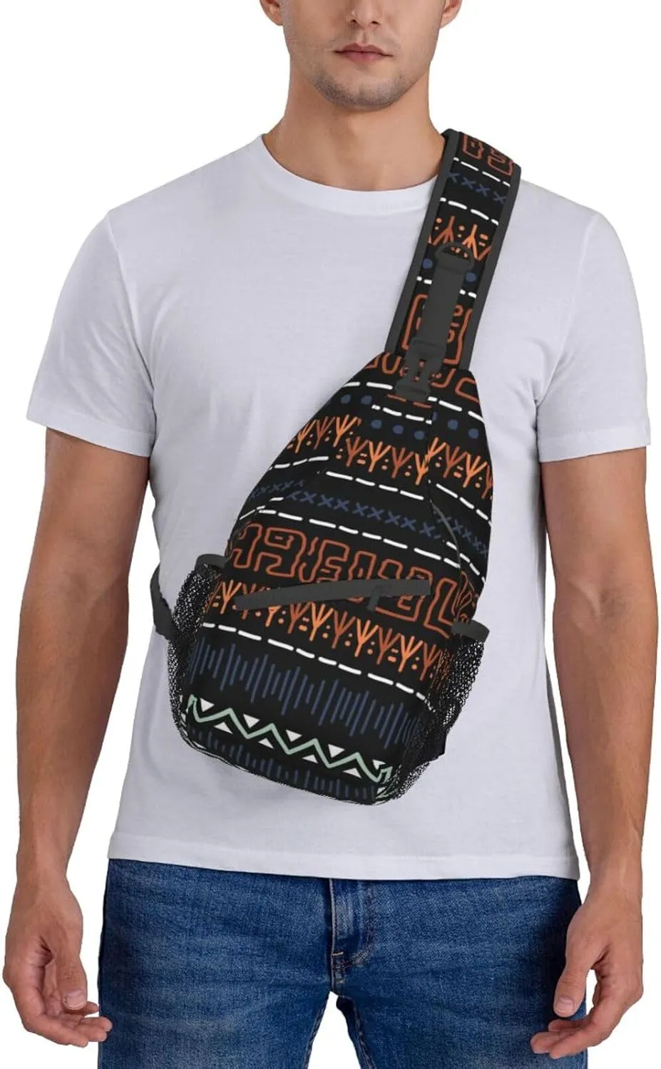 ASYG African Sling Bag Sling Backpack Crossbody Chest Bag Daypack for Women Men Hiking Travel