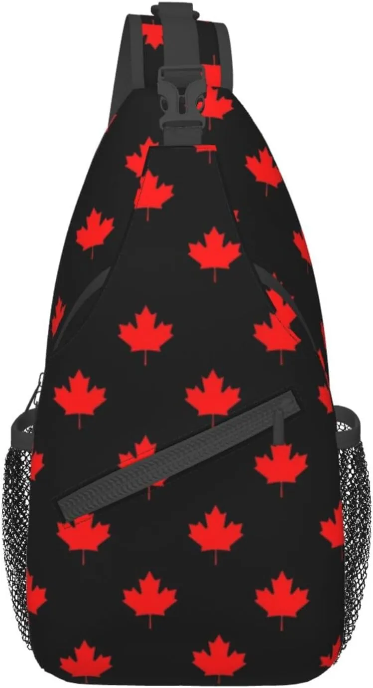 ASYG Cute Canada Flag Sling Bag Crossbody Sling Backpack Canadian Chest Shoulder Backpack Men Women Hiking Outdoor