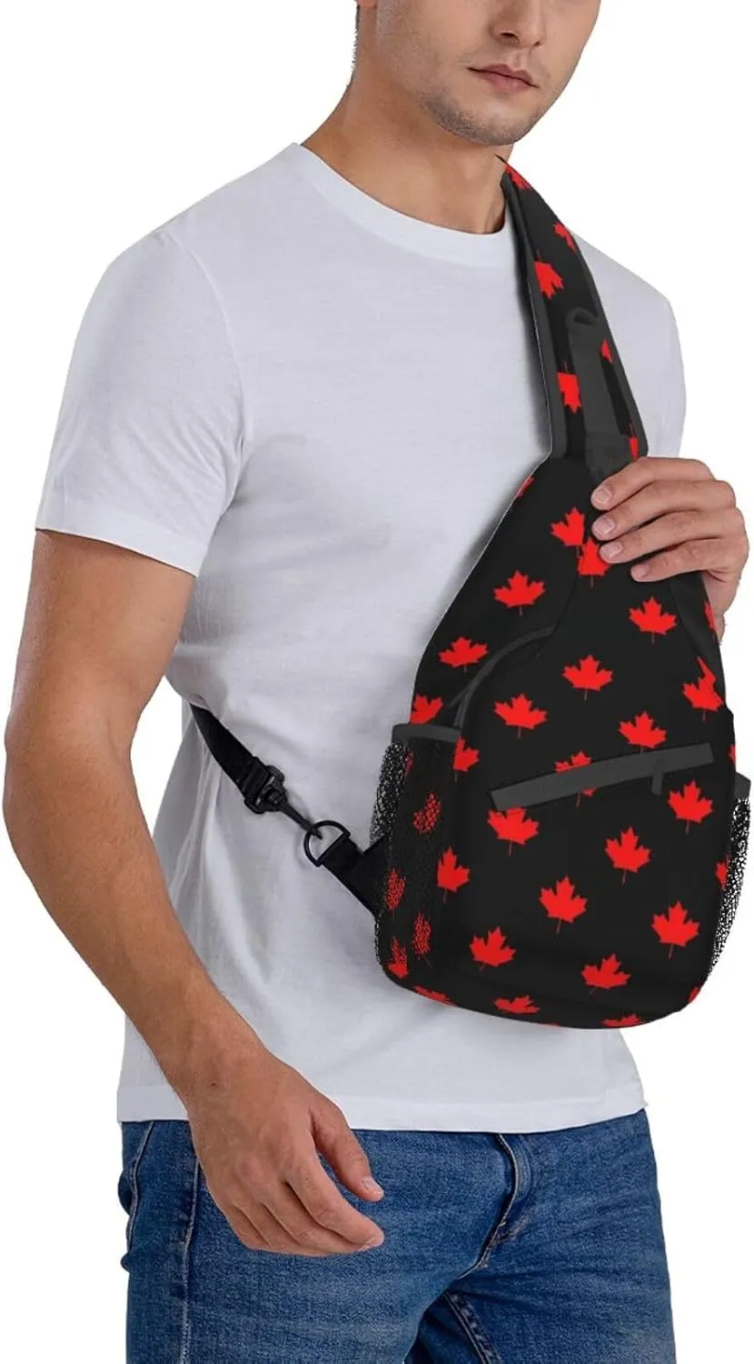 ASYG Cute Canada Flag Sling Bag Crossbody Sling Backpack Canadian Chest Shoulder Backpack Men Women Hiking Outdoor