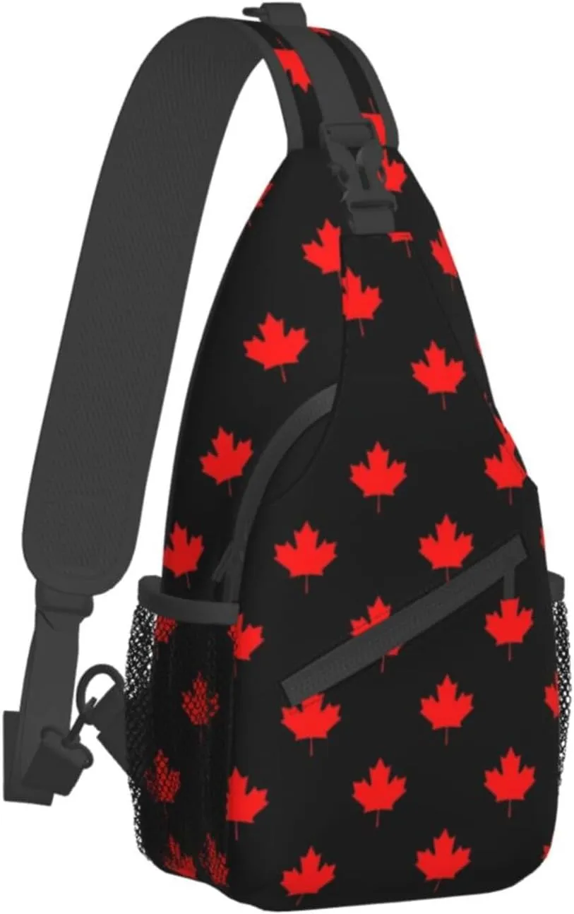 ASYG Cute Canada Flag Sling Bag Crossbody Sling Backpack Canadian Chest Shoulder Backpack Men Women Hiking Outdoor