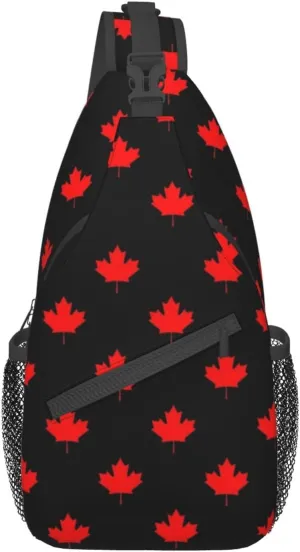 ASYG Cute Canada Flag Sling Bag Crossbody Sling Backpack Canadian Chest Shoulder Backpack Men Women Hiking Outdoor