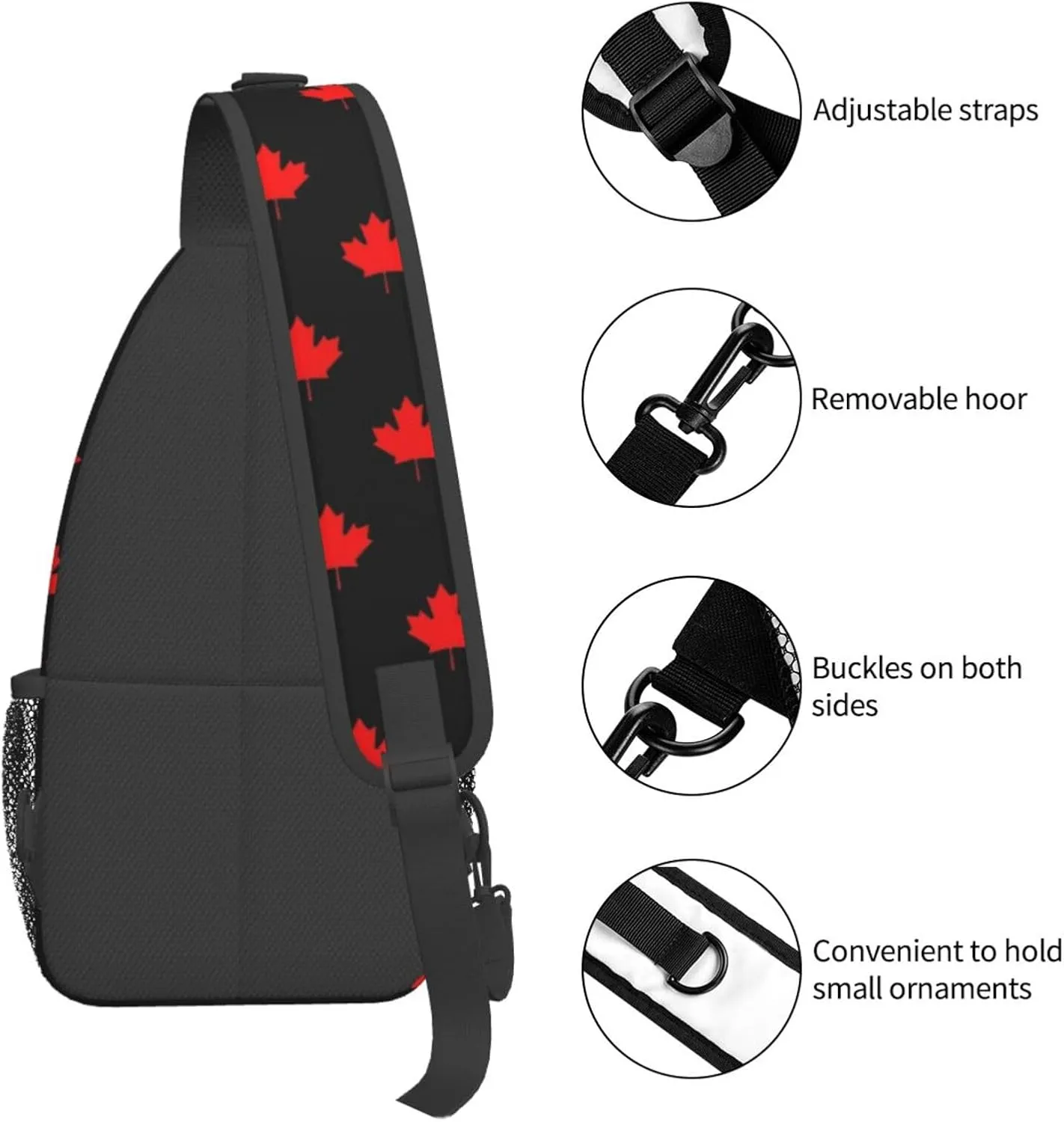 ASYG Cute Canada Flag Sling Bag Crossbody Sling Backpack Canadian Chest Shoulder Backpack Men Women Hiking Outdoor