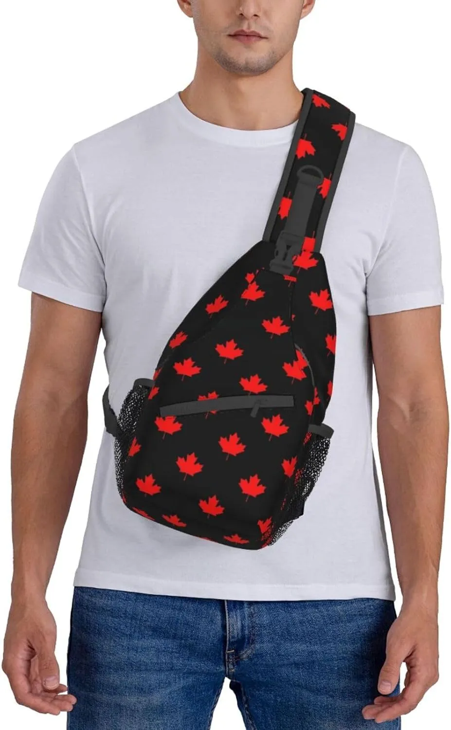 ASYG Cute Canada Flag Sling Bag Crossbody Sling Backpack Canadian Chest Shoulder Backpack Men Women Hiking Outdoor