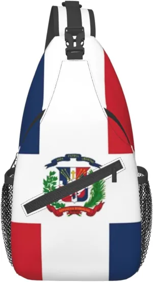 ASYG Funny Dominica Flag Sling Bag Crossbody Backpack Travel Hiking Daypack Dominican Shoulder Bag Chest Bag for Women Men