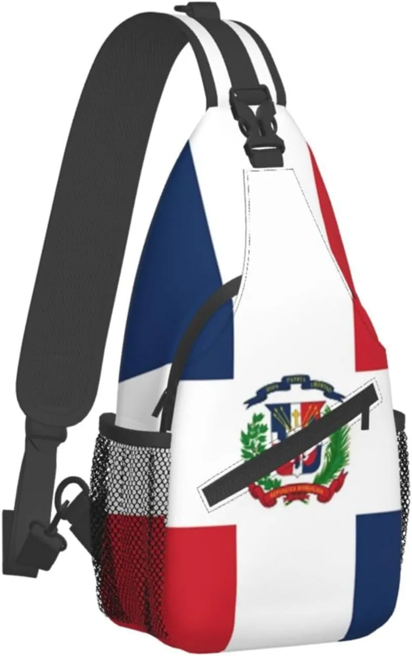 ASYG Funny Dominica Flag Sling Bag Crossbody Backpack Travel Hiking Daypack Dominican Shoulder Bag Chest Bag for Women Men