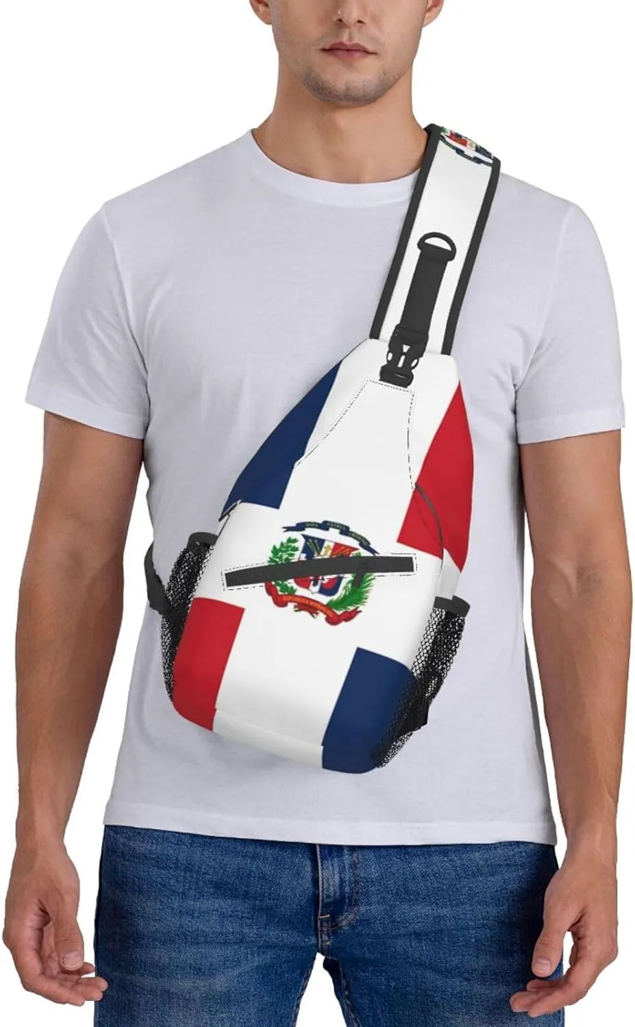 ASYG Funny Dominica Flag Sling Bag Crossbody Backpack Travel Hiking Daypack Dominican Shoulder Bag Chest Bag for Women Men