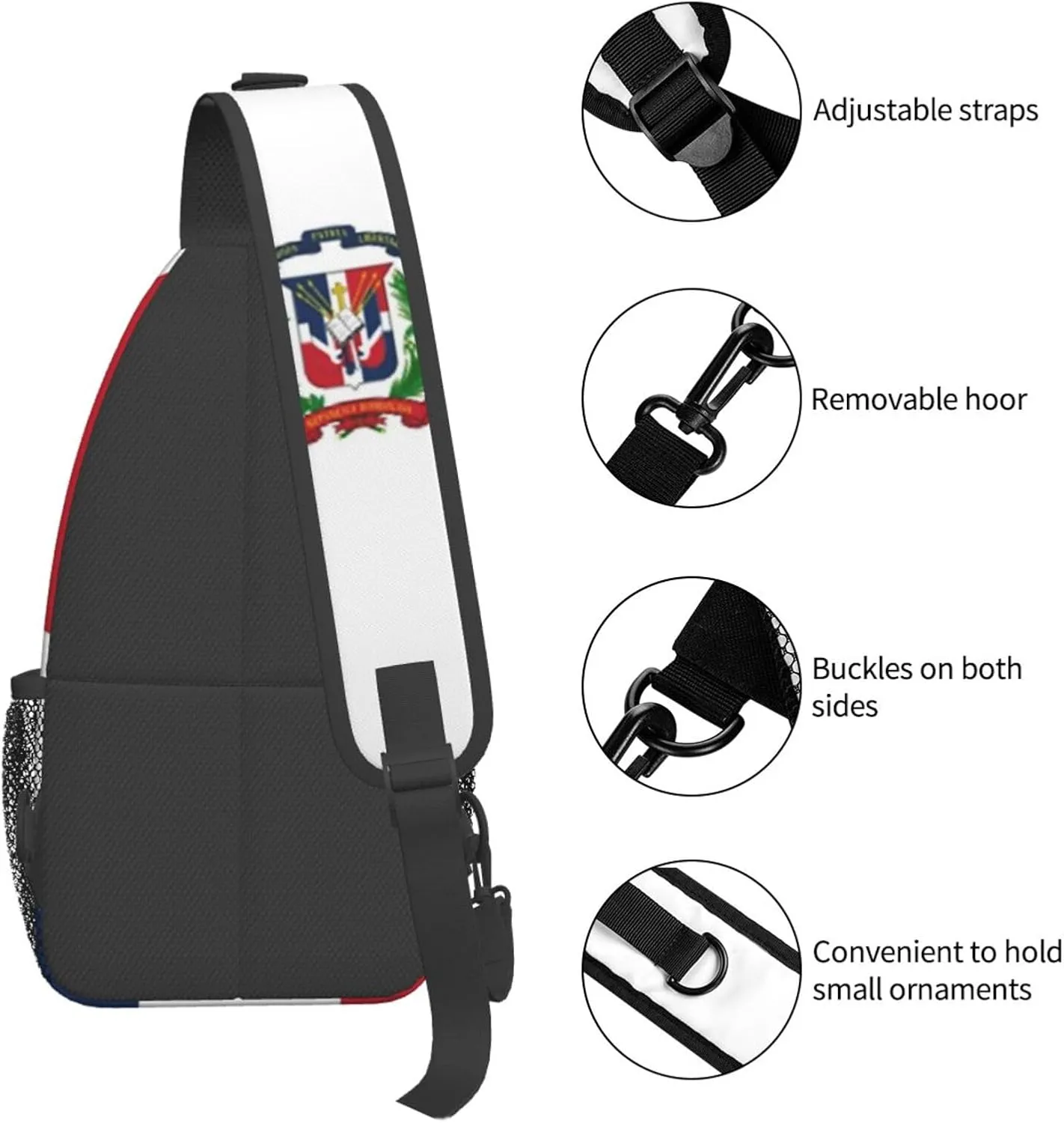 ASYG Funny Dominica Flag Sling Bag Crossbody Backpack Travel Hiking Daypack Dominican Shoulder Bag Chest Bag for Women Men