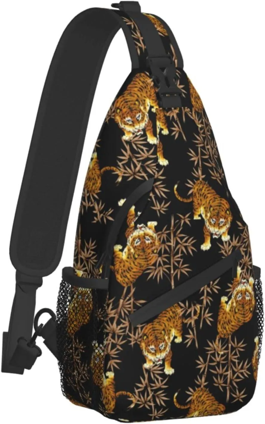 ASYG Tiger Sling Bag Casual Crossbody Shoulder Backpack Cool Chest Daypack For Men Sport Hiking Travel