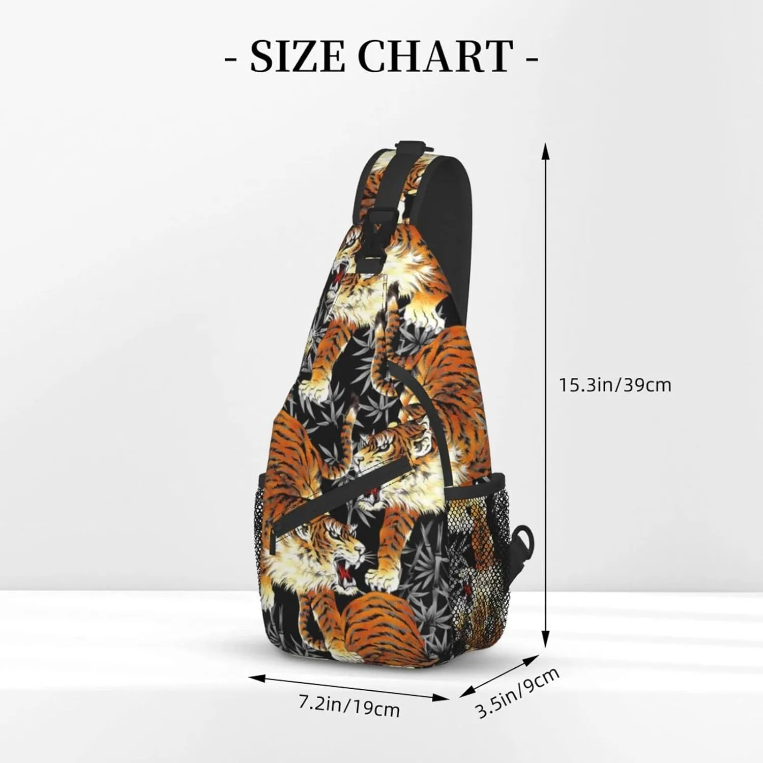 ASYG Tiger Sling Bag Casual Crossbody Shoulder Backpack Cool Chest Daypack For Men Sport Hiking Travel