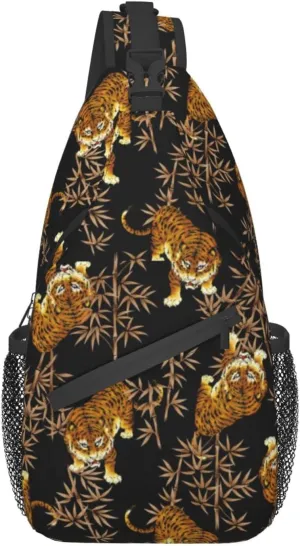 ASYG Tiger Sling Bag Casual Crossbody Shoulder Backpack Cool Chest Daypack For Men Sport Hiking Travel