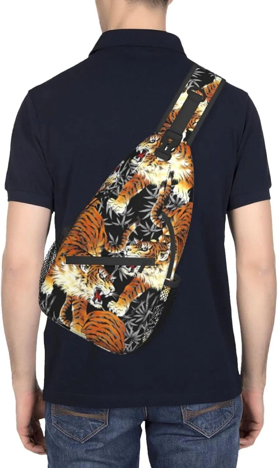 ASYG Tiger Sling Bag Casual Crossbody Shoulder Backpack Cool Chest Daypack For Men Sport Hiking Travel