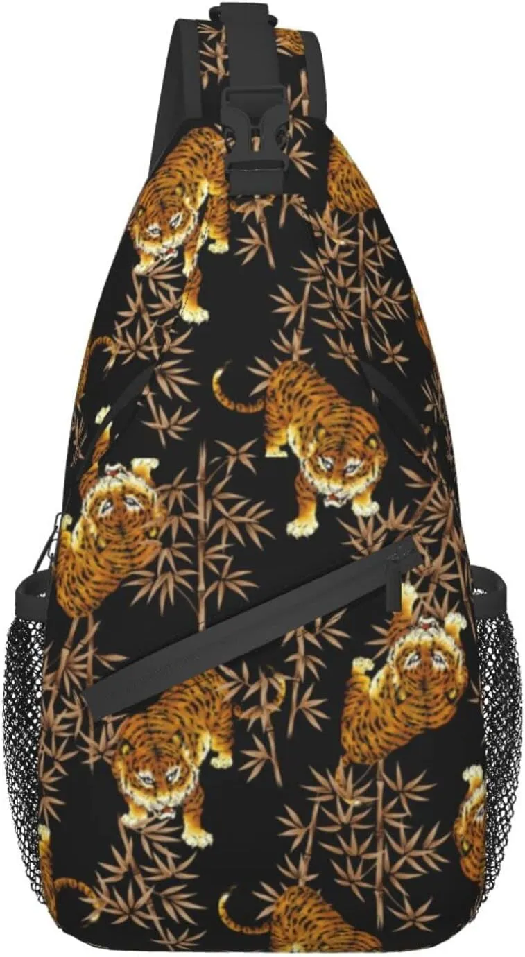 ASYG Tiger Sling Bag Casual Crossbody Shoulder Backpack Cool Chest Daypack For Men Sport Hiking Travel