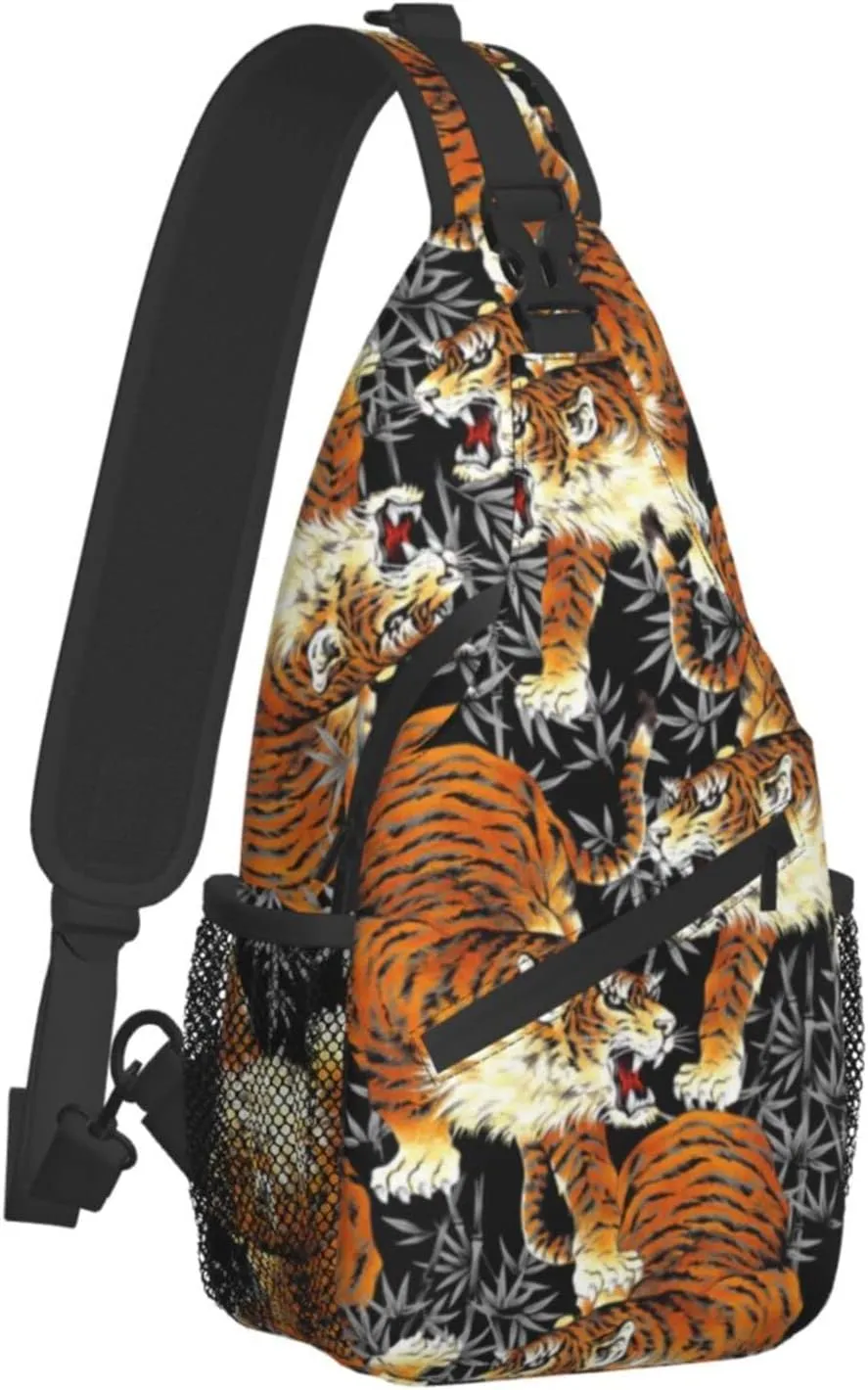 ASYG Tiger Sling Bag Casual Crossbody Shoulder Backpack Cool Chest Daypack For Men Sport Hiking Travel