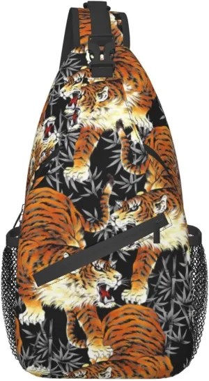ASYG Tiger Sling Bag Casual Crossbody Shoulder Backpack Cool Chest Daypack For Men Sport Hiking Travel