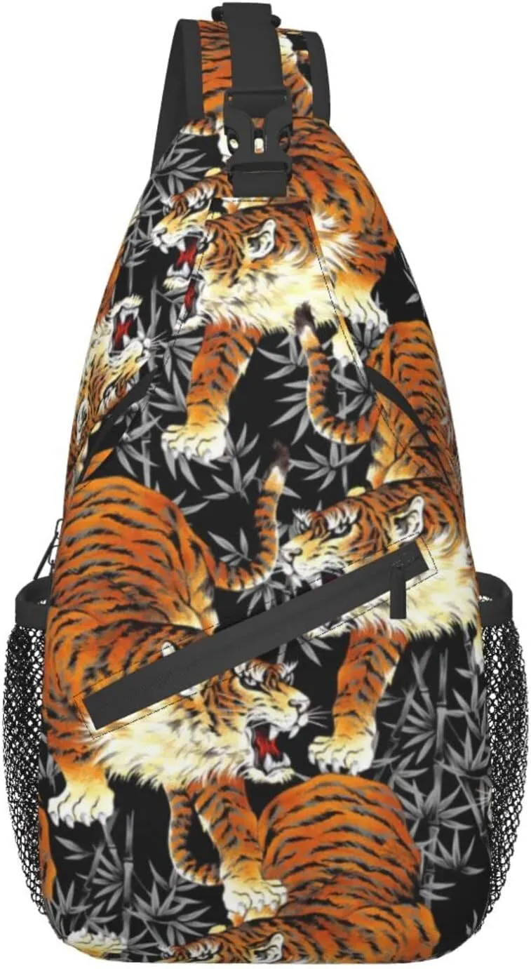 ASYG Tiger Sling Bag Casual Crossbody Shoulder Backpack Cool Chest Daypack For Men Sport Hiking Travel