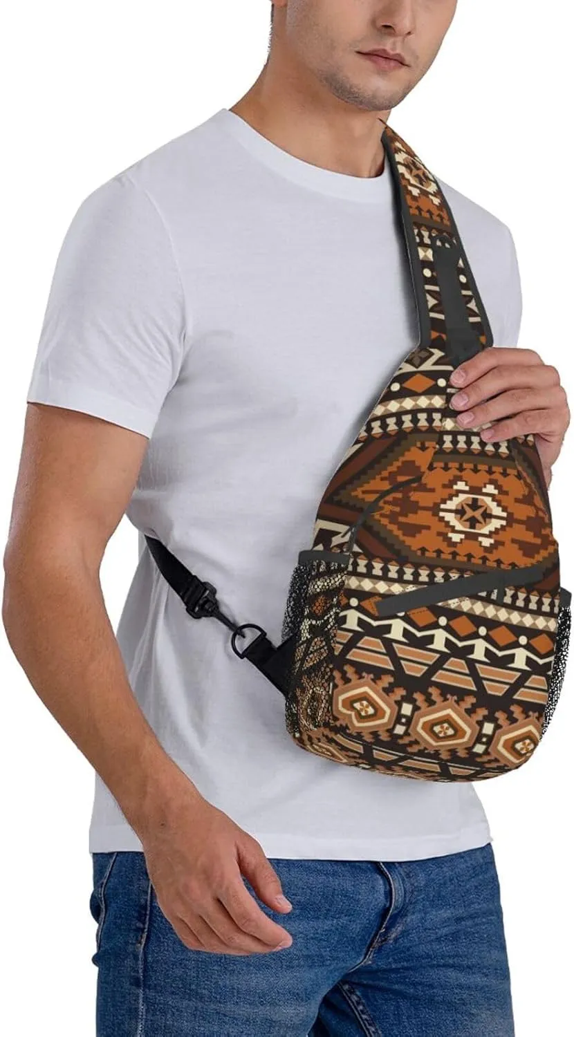ASYG Unisex African Pattern Chest Bags Crossbody Sling Backpack Travel Hiking Daypack for Women Men Shoulder Bag
