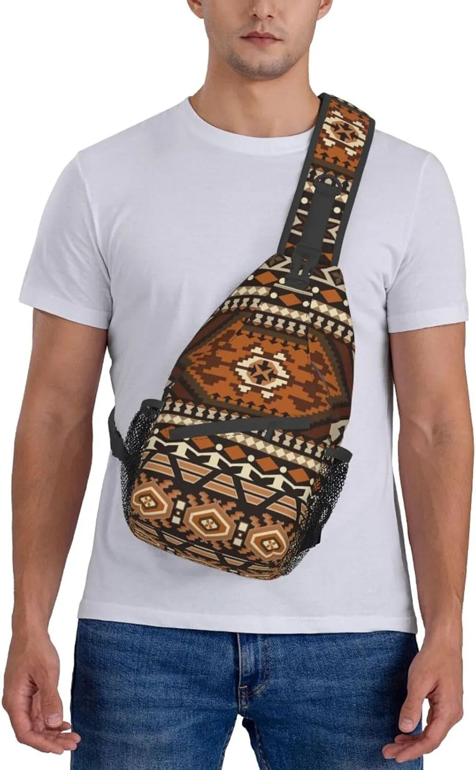 ASYG Unisex African Pattern Chest Bags Crossbody Sling Backpack Travel Hiking Daypack for Women Men Shoulder Bag