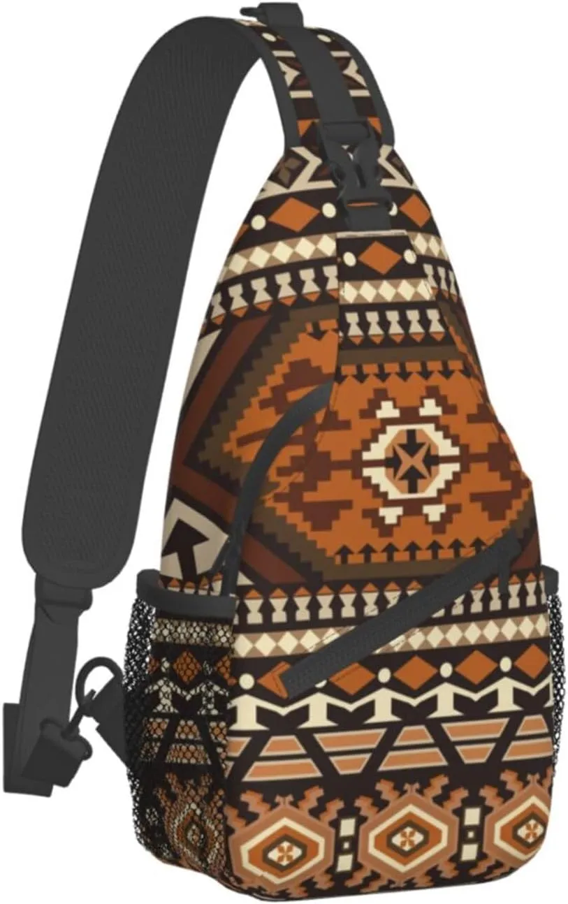 ASYG Unisex African Pattern Chest Bags Crossbody Sling Backpack Travel Hiking Daypack for Women Men Shoulder Bag