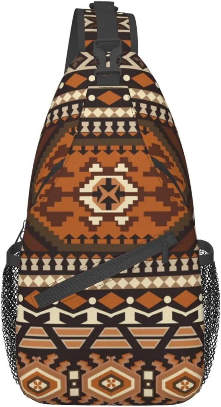 ASYG Unisex African Pattern Chest Bags Crossbody Sling Backpack Travel Hiking Daypack for Women Men Shoulder Bag