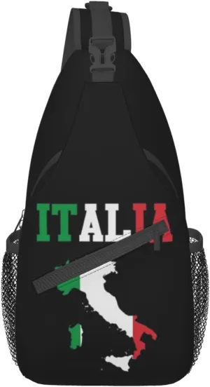 ASYG Vintage Italy Flag Crossbody Sling Backpack Sling Bag Travel Hiking Chest Bag Italian Flag Daypack for Women Men