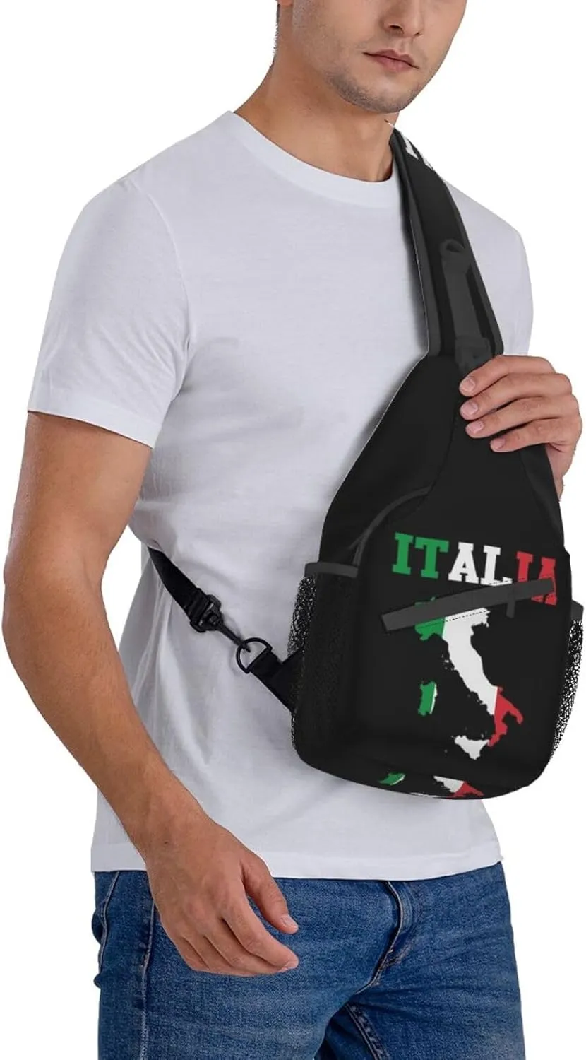 ASYG Vintage Italy Flag Crossbody Sling Backpack Sling Bag Travel Hiking Chest Bag Italian Flag Daypack for Women Men
