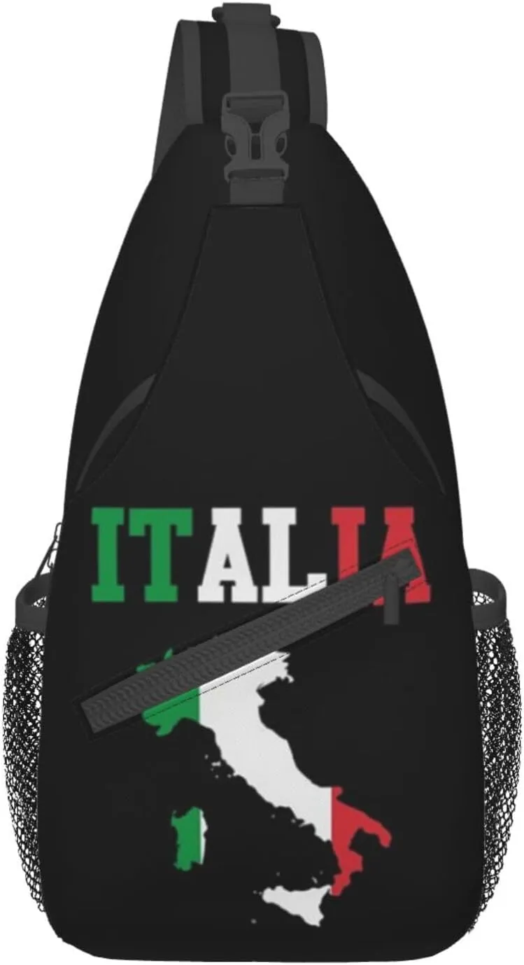 ASYG Vintage Italy Flag Crossbody Sling Backpack Sling Bag Travel Hiking Chest Bag Italian Flag Daypack for Women Men