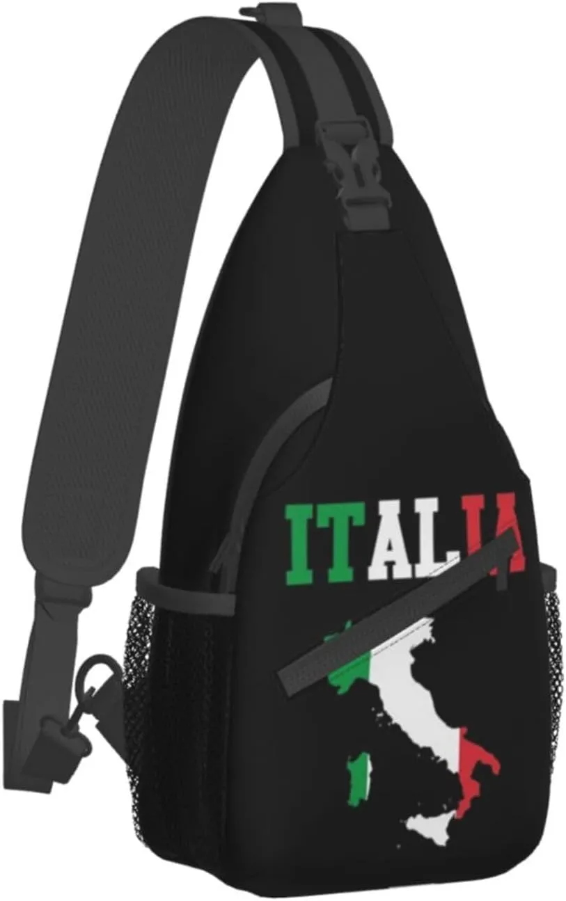 ASYG Vintage Italy Flag Crossbody Sling Backpack Sling Bag Travel Hiking Chest Bag Italian Flag Daypack for Women Men