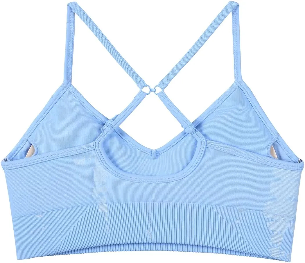 AUROLA Serpent Seamless Sports Bras for Women,Backless Padded Strappy Workout Gym Yoga Crop Tops