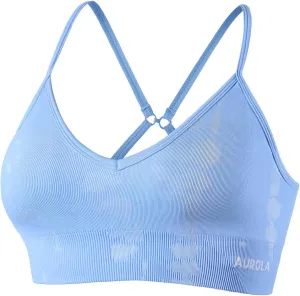 AUROLA Serpent Seamless Sports Bras for Women,Backless Padded Strappy Workout Gym Yoga Crop Tops