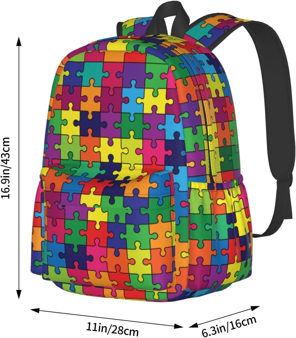 Autism Awareness Waterproof Backpack Adjustable Shoulder Straps Bag Large Capacity Casual Daypack Bookbag For Travel Work